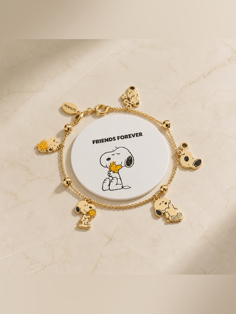 Peanuts Snoopy & Friends Gold-Tone Adjustable Charm Bracelet - Picture 3 of 4